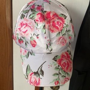 Pretty Rose Flowered Adjustable Hat New